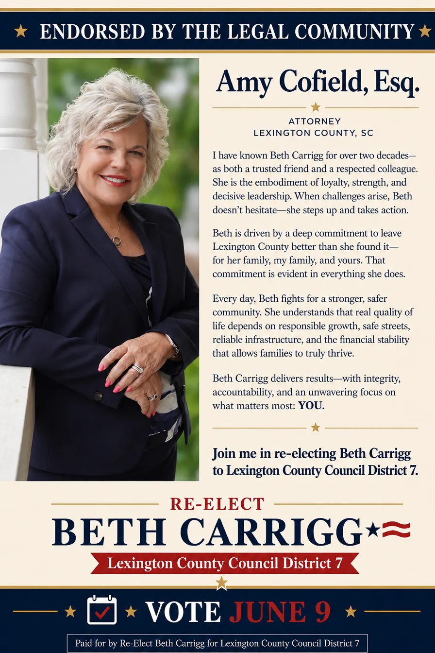 Endorsed by Amy Cofield, Attorney, Lexington County